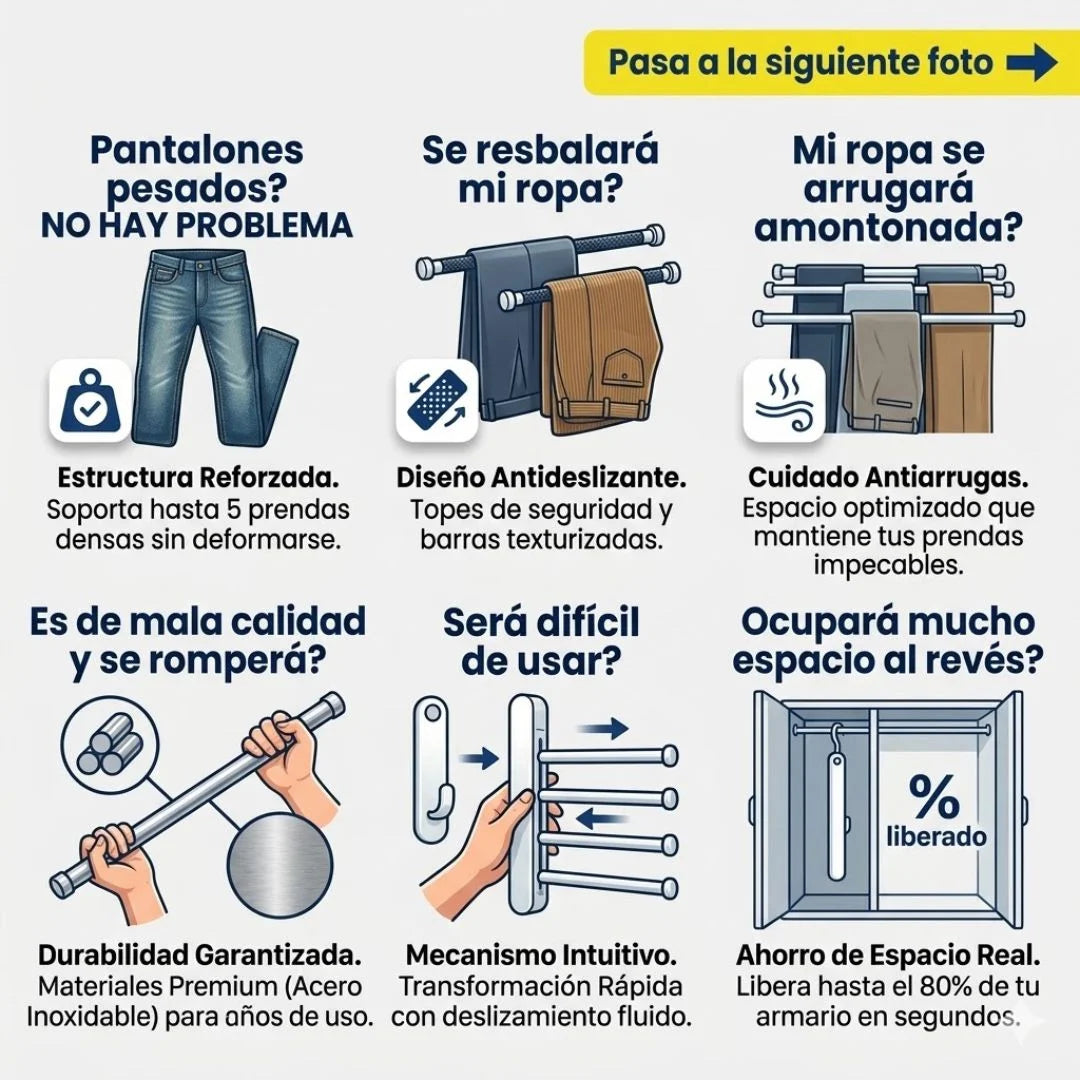 Set X3 Renova Closet - Ordena +15 Prendas, 80% Más Espacio, Todo Al Alcance