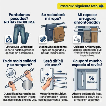 Set X3 Renova Closet - Ordena +15 Prendas, 80% Más Espacio, Todo Al Alcance