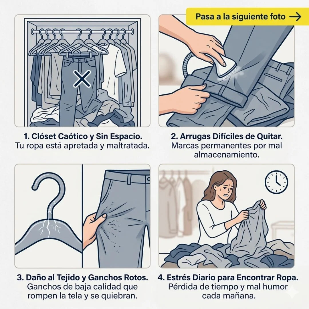 Set X3 Renova Closet - Ordena +15 Prendas, 80% Más Espacio, Todo Al Alcance