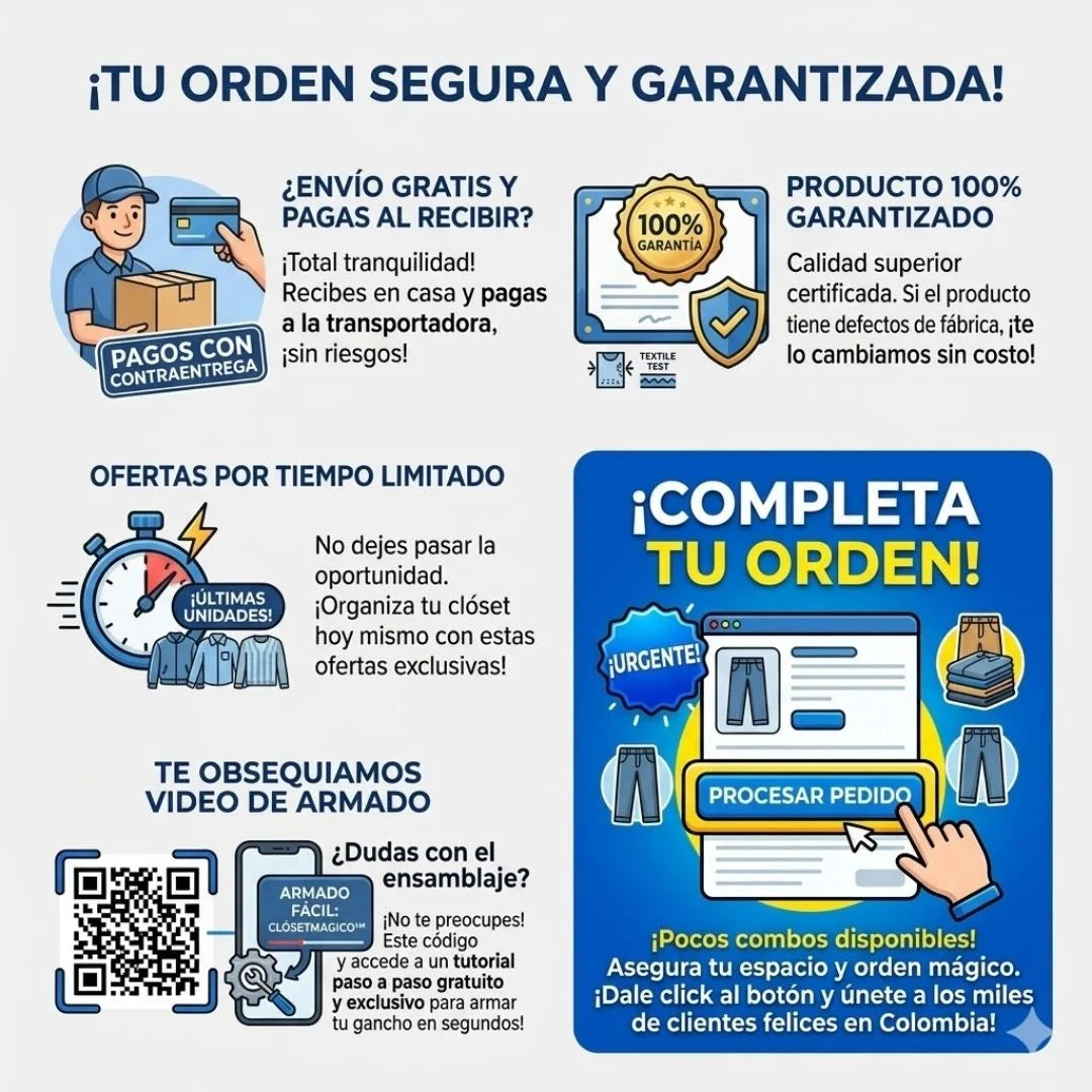 Set X3 Renova Closet - Ordena +15 Prendas, 80% Más Espacio, Todo Al Alcance