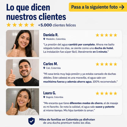 Real Shower™ - Cabezal Presurizado, Filtro Purificador, Relajante Masajeador Spa