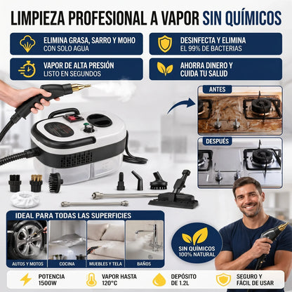 Vapor Cleaner - Elimina Lo Imposible, Esteriliza, Lava Profundo